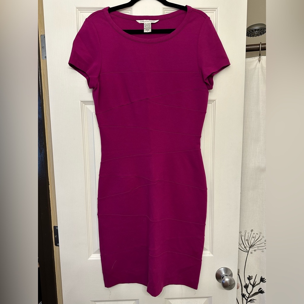 Diane von Furstenberg DVF Fuschia Magenta Pink Trapp Dress